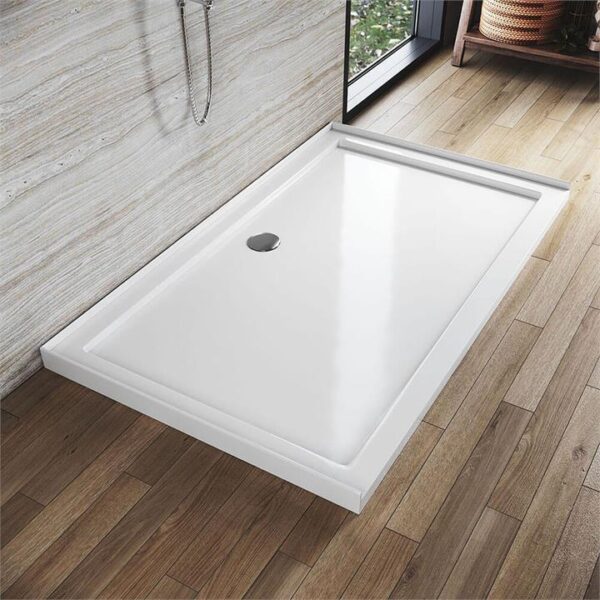 Rectangular Durable Solid Acrylic Fiberglass Shower Base White