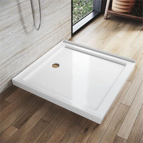 Rectangular Durable Solid Acrylic Fiberglass Shower Base White