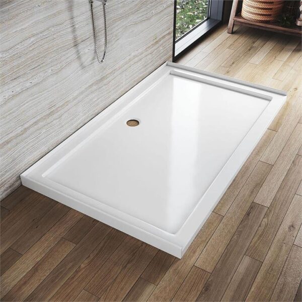 Rectangular Durable Solid Acrylic Fiberglass Shower Base White