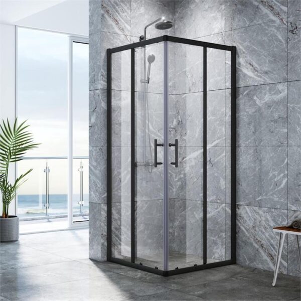 Square Corner Sliding Doors Shower Screen Matt Black