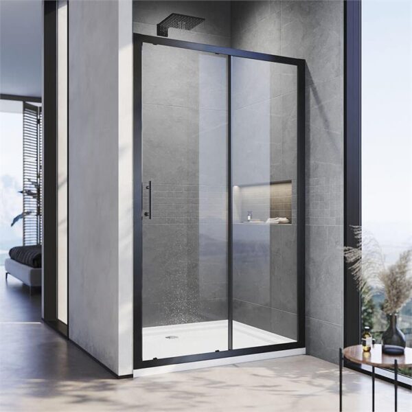 Black Framed 2 Panel Shower Screen Sliding Door