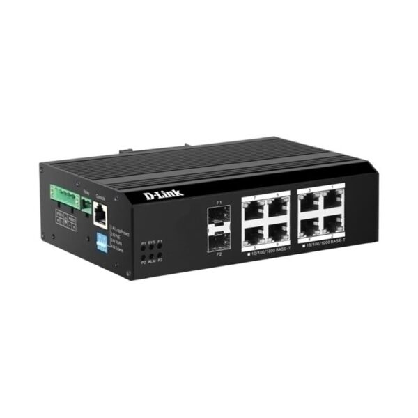 D-Link 10-Port Gigabit Industrial Smart Managed PoE+ Switch with 8 PoE ports & 2 SFP ports