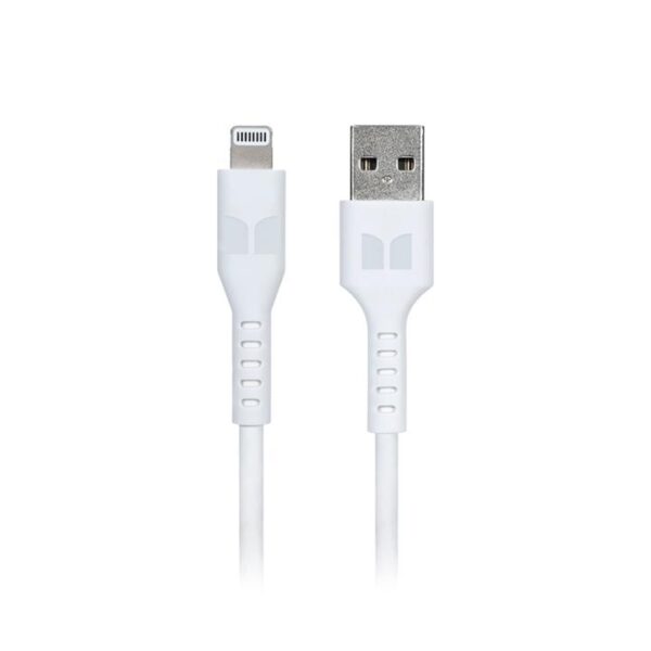 Monster Lightning to USB-A Thermo Plastic Elastometer Cable – White 2m